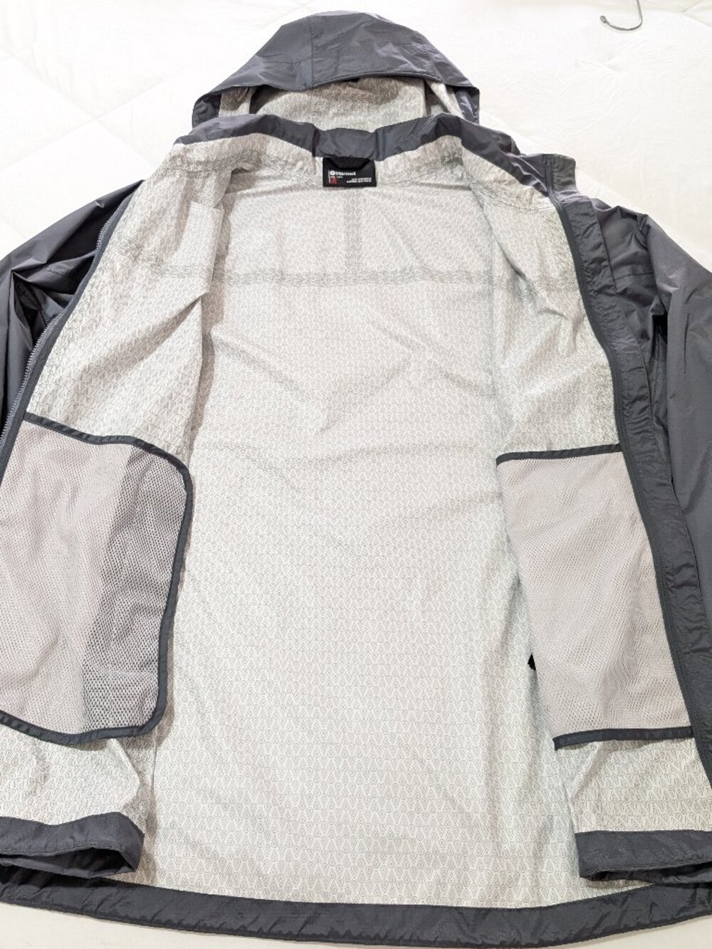 MARMOT Windbreaker Jacket Men's 2XL Gray Safeco Logo Hooded Rain Outdoor - Picture 6 of 16